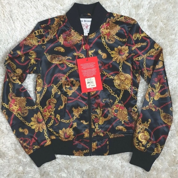 TRUE RELIGION WOME'S BAROQUE PRINT BOMBER JACKET SIZE XS RRP $199 - Picture 2 of 2